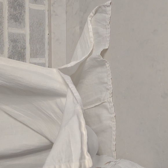 Women's Long White Maxi Dress with Beautiful Light Pink & Green Rose Embroidery - Picture 5 of 10